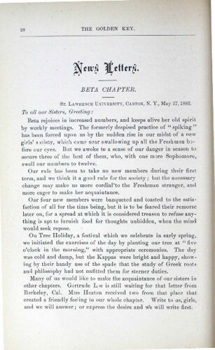 News Letters: Beta Chapter, May 17, 1883 (image)